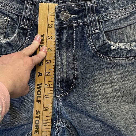 Yaso Brand Jeans Men 32 x 33 Blue Y2K Straight Distressed Studded Pockets Grunge - Picture 8 of 16